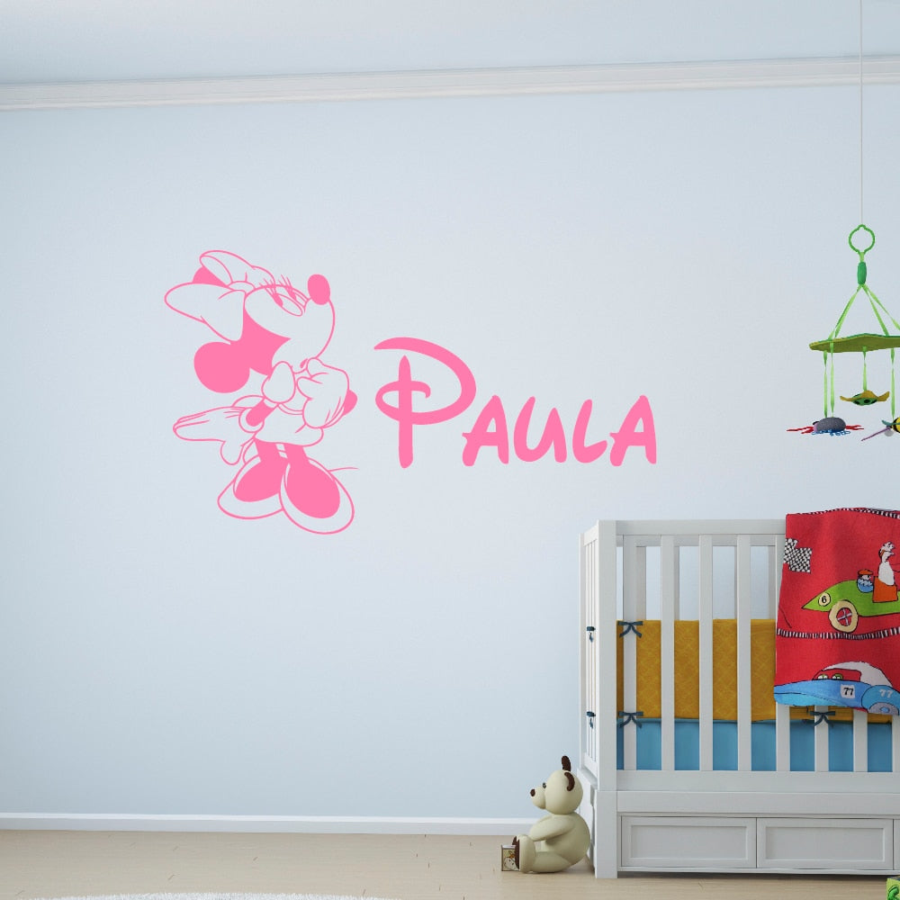 X1 custom vinyl sticker drawing + name Disney for wall, door and children rooms decoration.