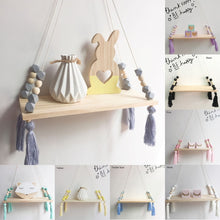 Load image into Gallery viewer, Nordic style colorful beads tassel wooden Wall Shelf Wall clapboard
