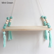 Load image into Gallery viewer, Nordic style colorful beads tassel wooden Wall Shelf Wall clapboard
