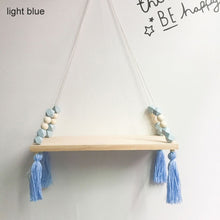 Load image into Gallery viewer, Nordic style colorful beads tassel wooden Wall Shelf Wall clapboard
