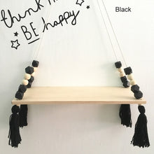Load image into Gallery viewer, Nordic style colorful beads tassel wooden Wall Shelf Wall clapboard
