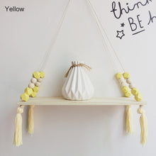 Load image into Gallery viewer, Nordic style colorful beads tassel wooden Wall Shelf Wall clapboard
