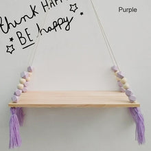 Load image into Gallery viewer, Nordic style colorful beads tassel wooden Wall Shelf Wall clapboard
